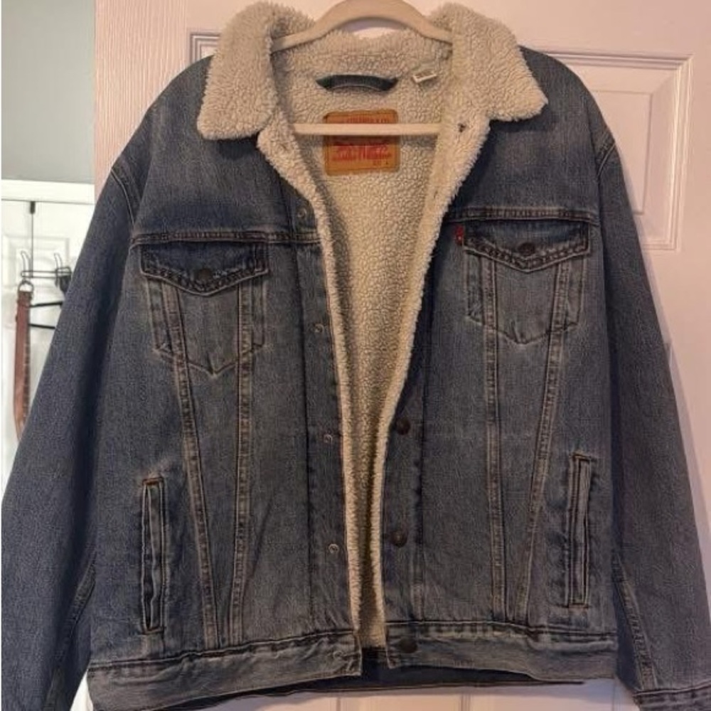 Levi's Blue Denim Fleece Lined Winter Jacket